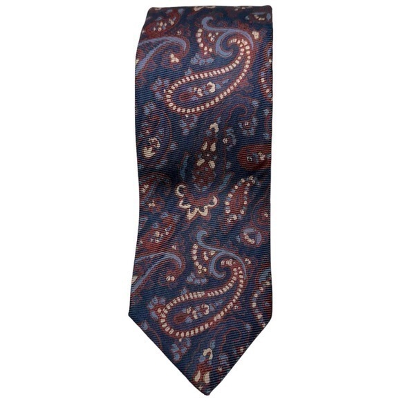 Polo Ralph Lauren RARE Vintage Handmade Navy Blue Purple Paisley Necktie Tie
